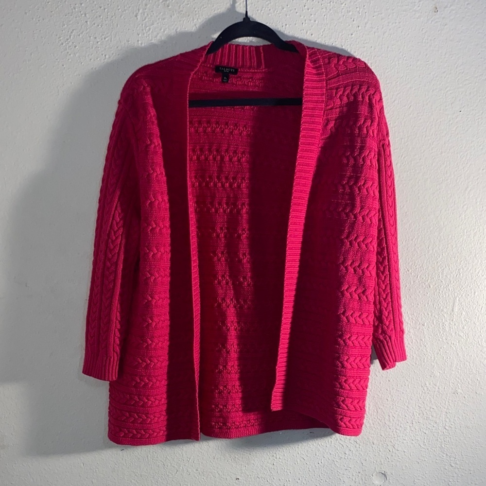 Talbots Vibrant Pink Textured Cardigan